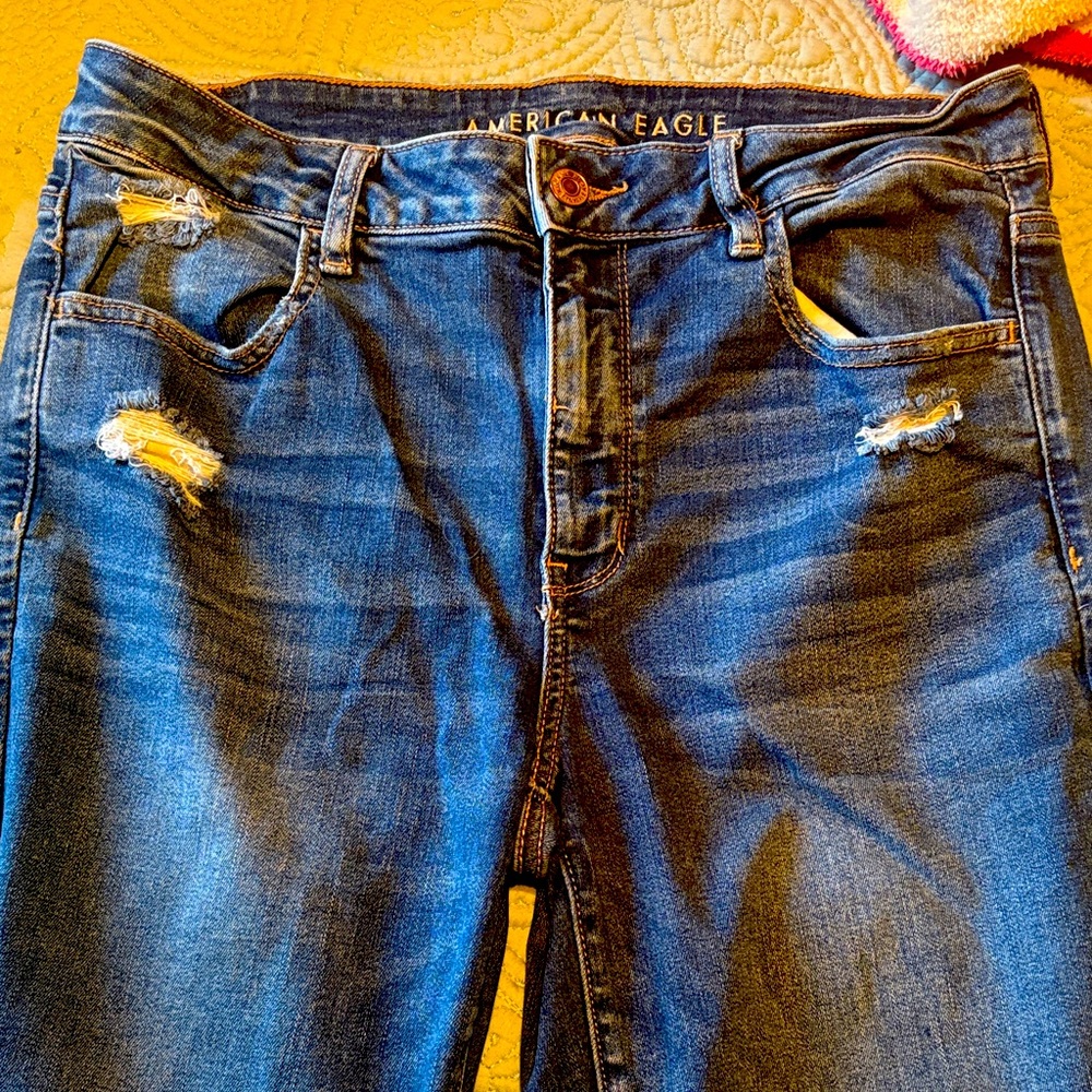 American Eagle Outfitters Distressed Blue Skinny Jeans